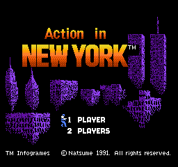 Action In New York title screen for NES